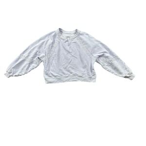 Aerie Women Lavender Purple Crochet Lace Trim Sweatshirt Pullover XXS